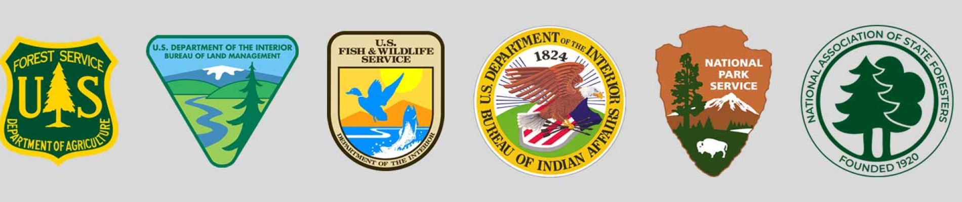 Logos of different land management agencies.